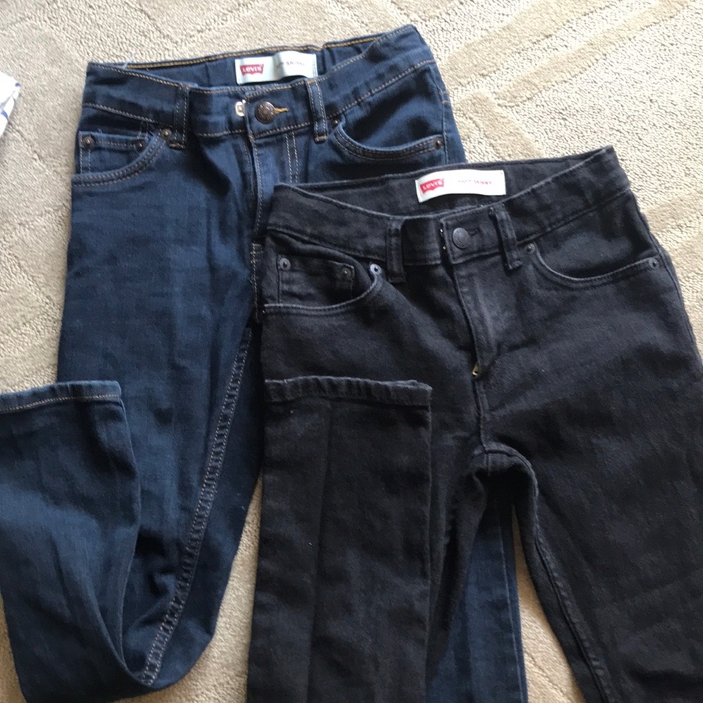 Boy skinny jeans black and blue 2 items size 10 great condition